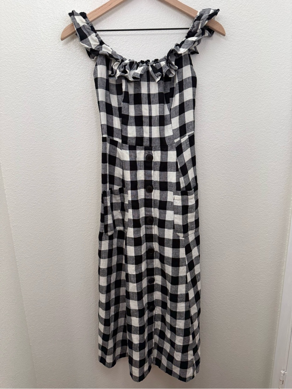Reformation Midi Plaid Hattie Linen Dress Size 8 - Picture 3 of 9